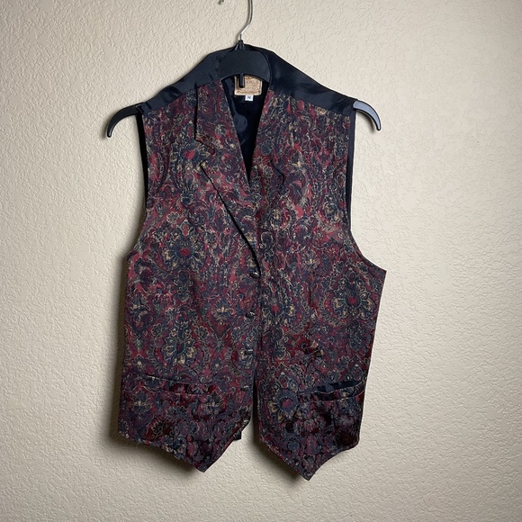 WOH MAKER Other - WAH MAKER Mens Medium Vintage Frontier Paisley Western Vest Collard Pockets